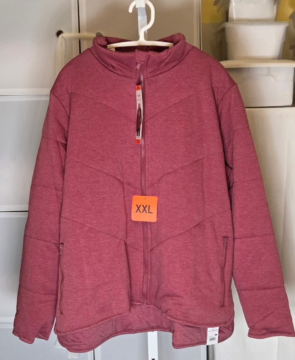 Quilted Step Hem Knit Jacket Machine Washable Tibetan Red XXL New with Tags